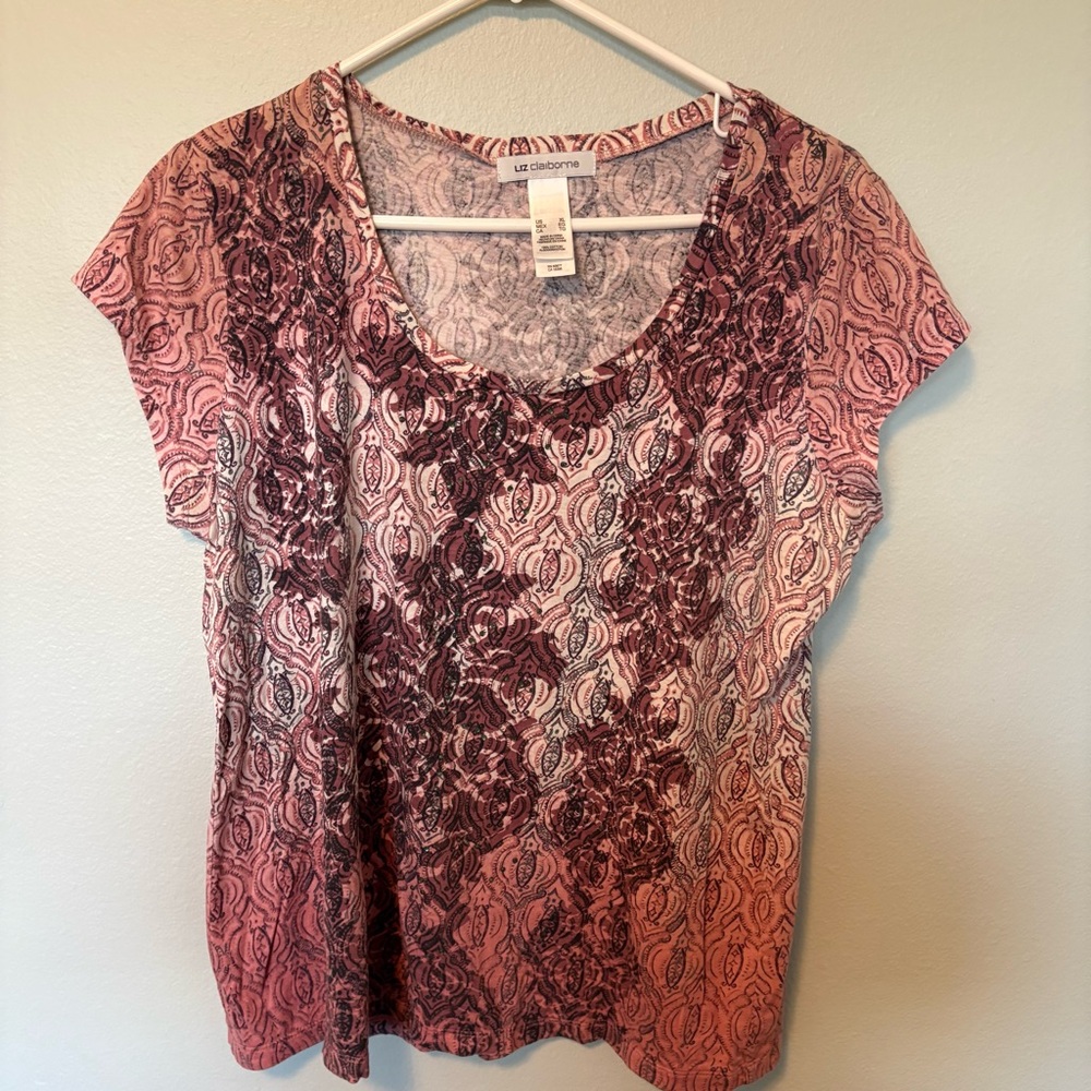 Liz Claiborne Pink and Black Short Sleeve Top